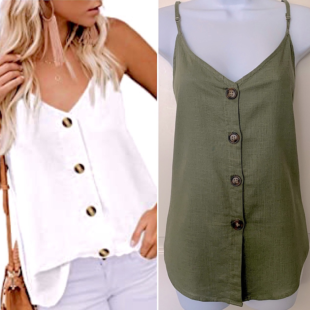NWOT Trend Notes LARGE Olive Woven Button Cami
